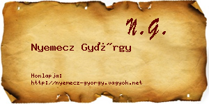 Nyemecz György névjegykártya
